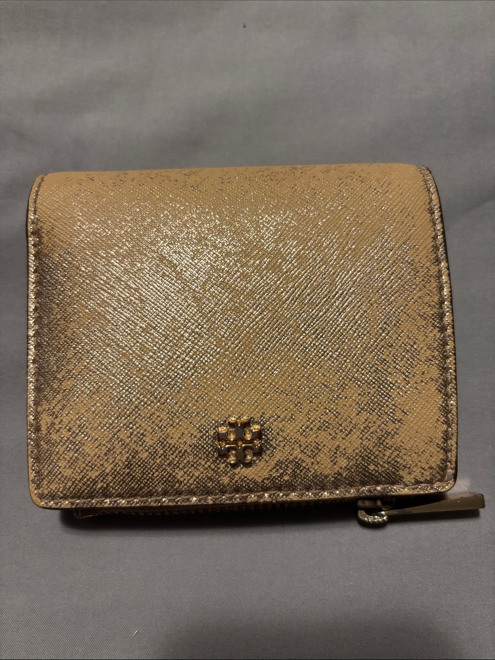Tory Burch Shimmery Peachy Gold Emerson Mini-Wallet